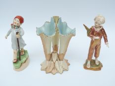 Two Royal Worcester figures Parakeet Boy and Thursday's Child and a Locke & Co blush ivory triple