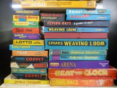 Twenty-six Spears vintage games including Weaving Loom, Chinese Chequers, Coppit, Flying Hats,