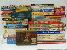 Twenty-eight various games including Twister, Buckaroo, Ker-Plunk, Mastermind, Tiddley Winks,