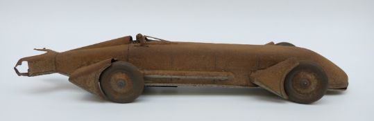 Gunthermann clockwork tinplate Kaye Don’s ‘Silver Bullet’ Record Car, 52cm long.
