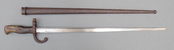 French 1874 pattern bayonet and scabbard, dated 1882,