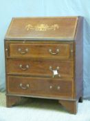 A late 19thC inlaid mahogany bureau W77 x D47 x H97cm