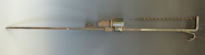 A 12 bore blank falling block poacher's trip wire alarm gun.