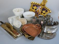 A quantity of kitchenalia including pie moulds, jelly moulds, crumb brushes including Art Nouveau,