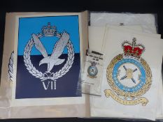 Army Air Corps and RAF decals, some colour, various sizes, over 30 in total,