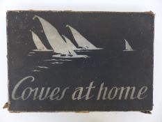 Cowes At Home sailing interest board game with original wooden model yachts and board map of The