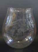 Danek Piechowiak etched art glass vase decorated with Pegasus, signed and dated to base, 30.