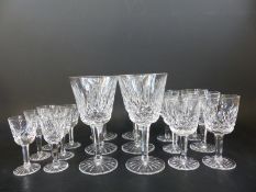 A suite of six Waterford crystal cut glasses, comprising three graduated sizes.