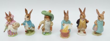 Six Beswick Beatrix Potter figures, Benjamin Bunny version 1, Mr Benjamin Bunny, Peter Rabbit,