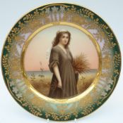 A Vienna style cabinet plate entitled verso 'Ruth', signed Pilz,