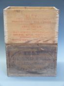 Two Eley wooden shotgun cartridge or ammunition boxes.