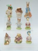 Seven gold edition Beswick Beatrix Potter figures, Jemima Puddle Duck, Peter and the Handkerchief,