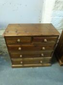 A pine chest of two over three drawers W91.