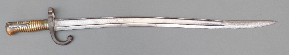 French 1866 pattern Yataghan bayonet with brass handle,