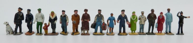 Seventeen various 00 gauge diecast painted figures