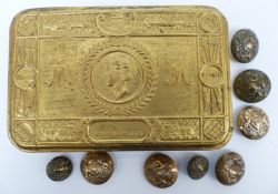 WWI Princess Mary 1914 Christmas tin, unopened tobacco pouch, 20 cigarettes and card,