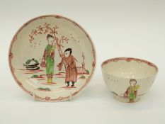 A Liverpool tea bowl and saucer c1770 with Oriental scene