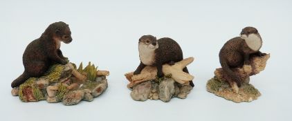 Three Border Fine Arts otter figures 'First Outing',