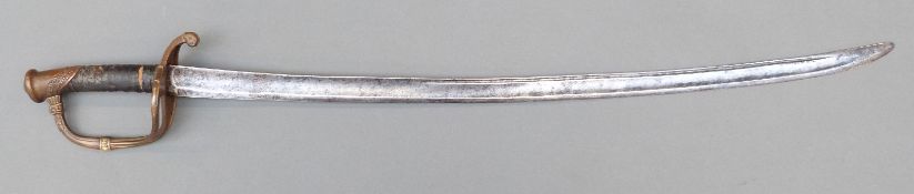 French 1821 pattern officer's sword the grip with wooden core wrapped in leather and bound with