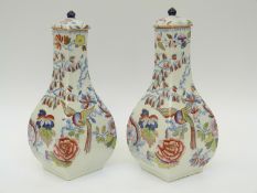 A pair of Mason's covered vases with bird of paradise decoration,