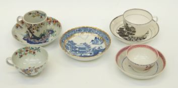 A collection of 18thC/19thC tea cups and saucers including Spode
