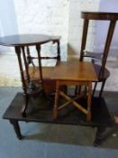 Seven various occasional tables including one with drop leaves and single drawer