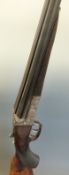 H Burgsmuller 16 bore side by side shotgun with engraved scenes of animals to the locks,