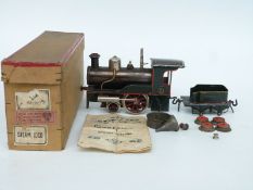 Bing 0 gauge 0-4-0 live steam locomotive and tender 035 in green and red livery 8373/0,