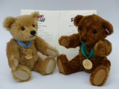 Steiff Teddy Bear of the Year 2016 with beige mohair, limited edition 246 and Bear of the Year 2017,