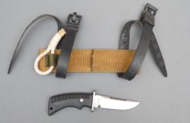 Oceanic knife with canvas pouch and leg straps,