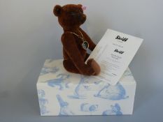 Steiff Teddy Bear Nando with reddish brown tipped mohair, compass pendant and jointed limbs,