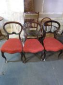 Six various chairs including three balloon back examples