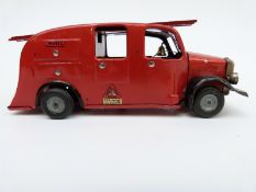 Tri-ang Minic clockwork tinplate London Fire Engine with red and black body, cream tyres,