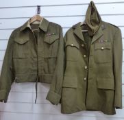 A WWII battle dress and No 2 jacket of Royal Army Ordnance Corps with Lt Colonel badges of rank,