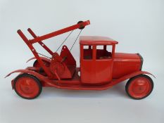Tri-ang pressed steel recovery truck with red body and red wheels