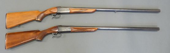 Two Russian Baikal single barrelled 12 bore shotguns both with engraved locks,