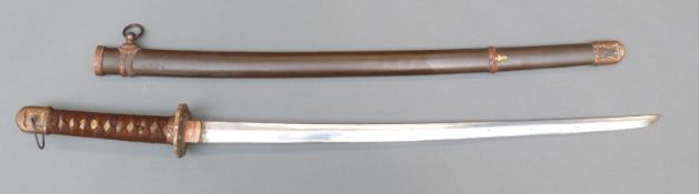 WWII Japanese Shin Gunto Katana sword and scabbard,