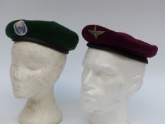 British Army Parachute Regiment beret and cap badge, beret marked J Collet Ltd,