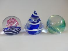 Three Caithness Glass limited edition paperweights, Aquasplash 16/275,