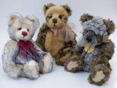 Three Charlie Bears Teddy bears Olive, Laura and Blair, all with tipped mohair,