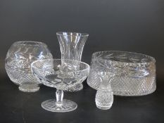 A Waterford Crystal cut glass vase, 18cm tall, Waterford Crystal cut glass tazza,