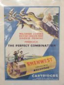 Rhenwest of Melbourne shotgun cartridge advertising/ shop display poster dated 1933,