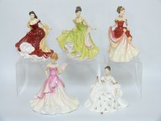 Five Royal Doulton Pretty Ladies figurines comprising Spring, Summer, Autumn,