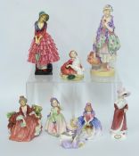 Eight Royal Doulton figurines to include Priscilla,