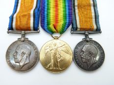 Three WWI medals, two named to 2825 Gunner C Agg,