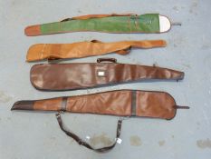 Four various leather gun slips.