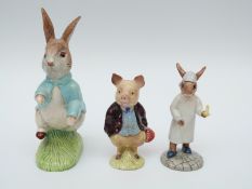 Beswick Beatrix Potter large Peter Rabbit and Pigling Bland BP2 and Royal Doulton Bunnykins Wee