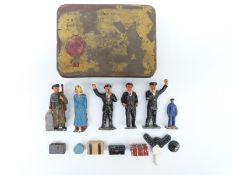Twelve painted lead 0 gauge or similar figures and accessories