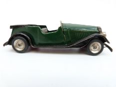 Tri-ang Minic clockwork tinplate Vauxhall Town car with green and black body,