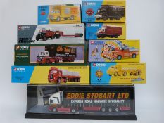 Nine Corgi diecast model lorries and commercial vehicles including Eddie Stobart,